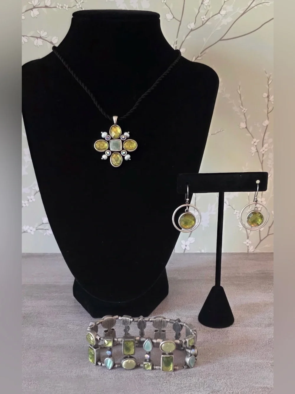 Lia Sophia Pendant Necklace and Earring Set with Matching Bracelet